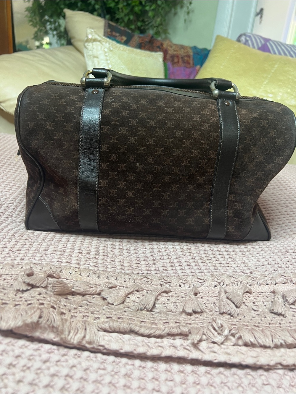 CELINE MACADAM VINTAGE SUEDE BOSTON BAG - Picture 3 of 17